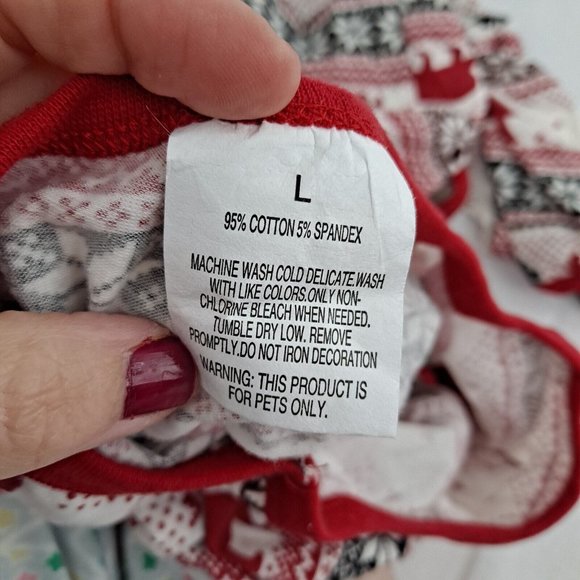 Dog Pajamas Pj's Winter Polar Bear Snowflake Tree Pattern Red Black White Large - Picture 3 of 5